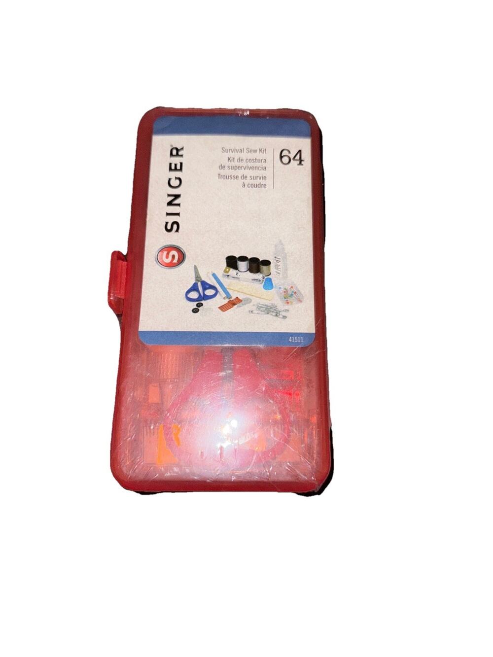 SINGER 64PC SURVIVAL SEW KIT Scissors Needles Fabric Adhesive Thimble Threader